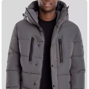 Michael Kors Gray Pop Hooded Puffer Coat Jacket